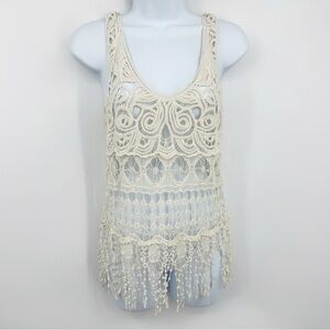 Vintage Y2K Style Crochet Tank Top Size Small Boho Whimsical Coquette Festivals